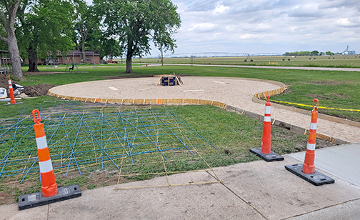 Forms are set and ready for concrete to be poured for the new veterans memorial park planned for near the City Auditorium in Hampton