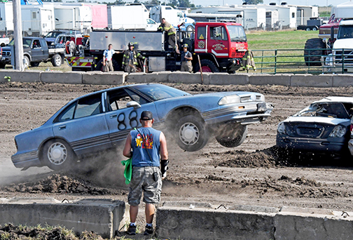 It appeared somebody borrowed Grandma's vintage Olds 88 for Sunday's Tough Truck competition. She's not gonna be happy! 