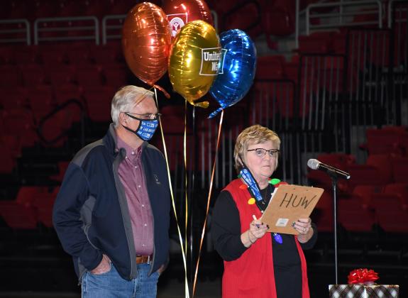 Denny and Jayne Smith, co-chairs of the Hall County United Way committee, drew numbers and announced the winner at Thursday’s car giveaway event in Grand Island.