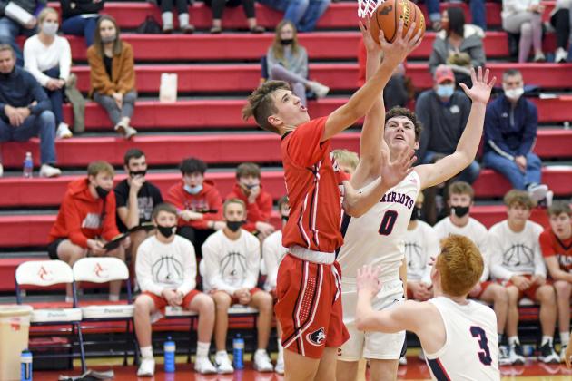 Aurora’s Tate Nachtigal led the Huskies with 17 points, including 13 in the first half of a 50-44 win at Adams Central Thursday night.