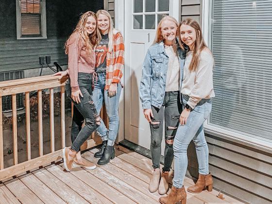 Hampton native Jaylen Arndt (second from right) is pictured here with Wesleyan roommates Maisie Ohlrich, Molly Mohr and Karlie Cerveny.