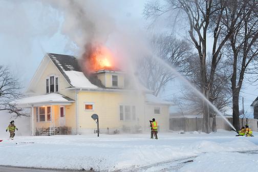 Fire crews worked to extinguish the blaze for more than three hours last Tuesday, as seen above.
