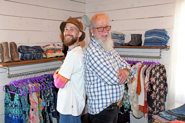 Loren Berthelsen, right, and Saxon Copeland are excited to be opening their new business venture, the Grape Frog, which will offer a variety of curated men’s and women’s clothing.