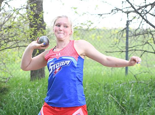HPC’s lone state qualifier on the girls side is Brianna Wilshusen in the shot put after winning the event at the D-2 District meet with a throw of 35-11.