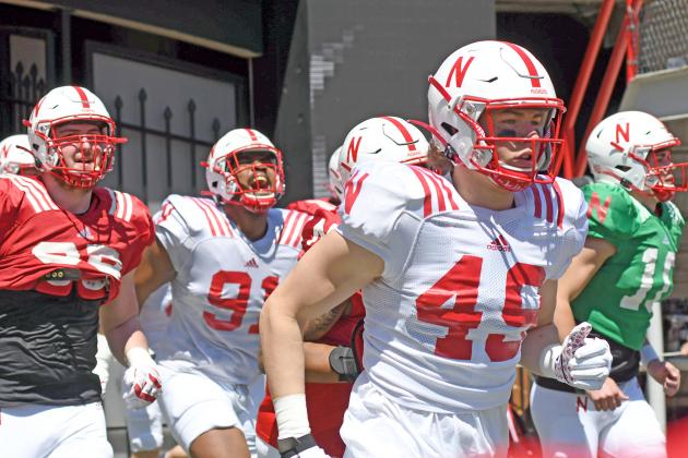 Aurora native Nate Boerkircher had his first Nebraska football game experience during the Husker Spring Game earlier this year, including the tunnel walk as shown here. 