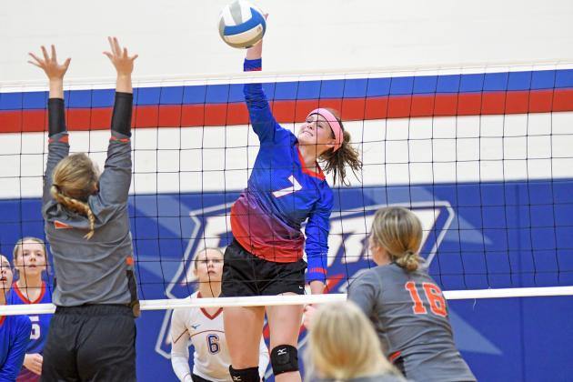 HPC’s Kenzie Wruble led the Storm attack with 11 during a three-set win over Osceola in the D2-3 subdistrict final at home Oct. 26.