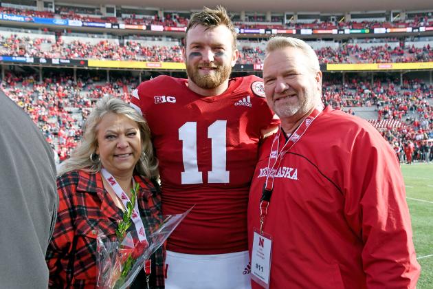Austin Allen was recognized on Senior Day Friday for the Huskers and was joined on the field by his parents, Andrew and Renae. 
