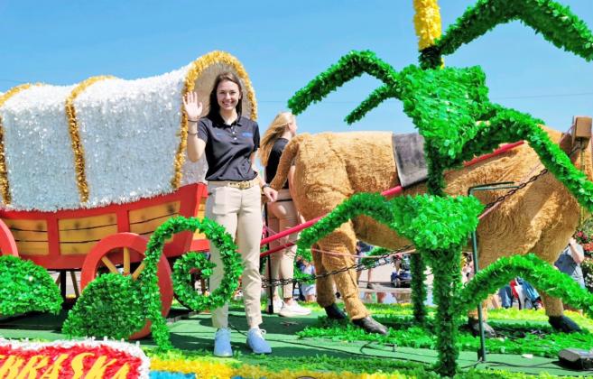 Nebraska State FFA President Ellie Wanek participated in the Nebraska State Fair parade -- on the NSF float. This is only one of many activities she’s enjoyed since May of last year.