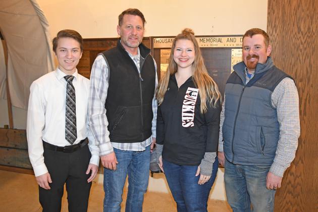 New board members recognized Sunday during the Plainsman Museum’s annual meeting include, from left: Zavien Burr, Tim Huls, Jana Gibson and Clint Mickey. Not pictured are Keith Wasem and Gabe Hewen.