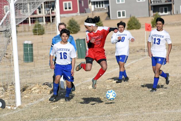 Aurora’s Parsa Eshtelaq had several golden opportunities to score in a 2-0 win over Lakeview, including this moment here. 