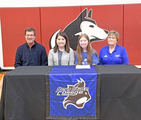 Maddie Krejci was joined at her golf signing ceremony with Aurora’s golf coach Rick Bell, her mother, Sara and PSU golf coach Sue Owen. 
