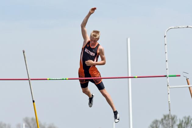 Kale Bish was a runner-up finisher in the pole vault event with a mark of 11-08, qualifying for his first state track meet. 