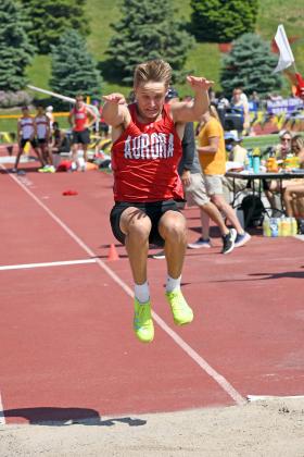 Carsen Staehr won his first gold medal at the state track and field championships on a tiebreaker in the triple jump, going 46-6. 