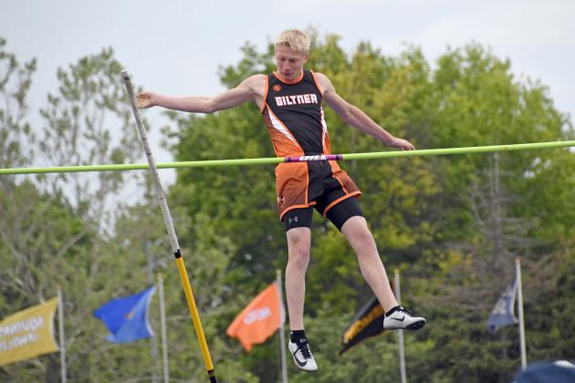 Giltner’s Kale Bish cleared 12-foot in the pole vault to finish 8th as Giltner’s lone medalist at the state track and field championships Saturday. 