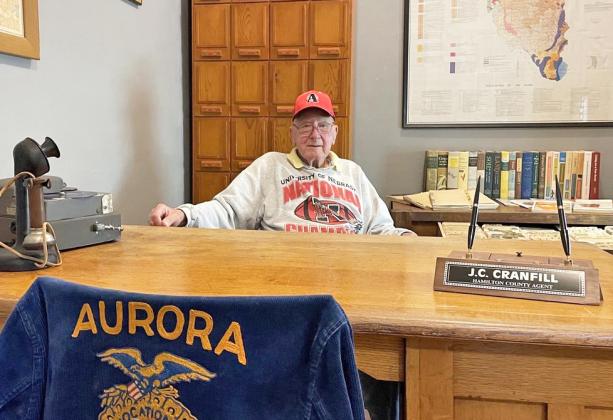 A room on the boardwalk at the Plainsman Museum was recently remodeled to feature an Extension office, filled to the brim with pieces of history directly from Cranfill, including his books, slides and other folders. 