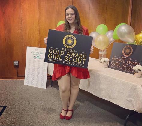 Journey Noyes of Aurora has been named one of 22 Girl Scouts from Nebraska to have earned the Gold Award -- the highest achievement in Girl Scouting.