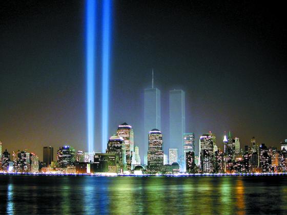 This photo, orginally run in the Sept. 11, 2002, edition of the Aurora News-Register depicts twin beams of light shown over New York City in 2002, serving as a glowing reminder of the Twin Towers that once highlighted the Manhattan skyline.
