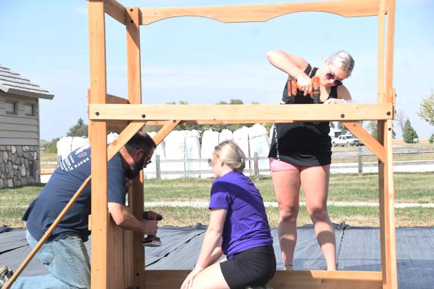 Kelsey Mersch’s family helped her construct the final form of her 4-H playground project at Pioneer Trails outside of Aurora. Mersch is excited that the equipment will provide entertainment for children now and in the future. 