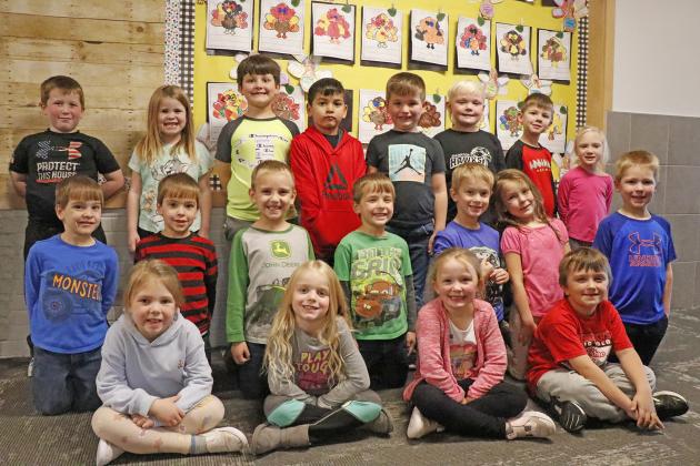 These Hampton kindergarteners gave the Aurora News-Register an up-close scoop on Thanksgiving, what there is to eat, how it’s made and where to get it. They include, front row, from left: Holly H., Autumn J., Violet H. and Chance G. Middle row, from left: Gavin W., Cameron W., Eric D., Jayden W., Ryder S., Violet M. and Jackson B. Back row, from left: Leyton B., Ciji J., Reid O., Simon DLC., Elliott F., Liam F., Cooper K., Jackson W. and Bailey G. 