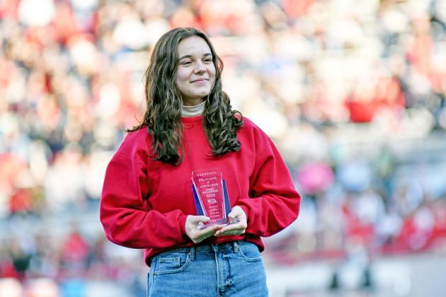 Aurora High School senior Emma Bullerman was honored during the Class C1 football finals Nov. 22 as an NSAA Believers and Achievers winner.