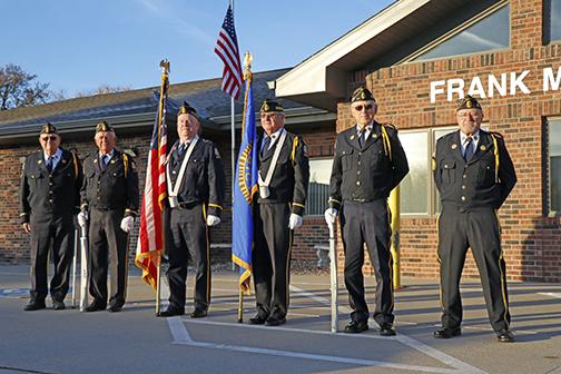 The local American Legion Post 42 Color Guard consists of approximately 18 members, but some of those who have provided the longest-standing service include, from left: Bob Schneider, Dwight Willcock, Kirt Smith, Alan Vetter, Ron Paider and Ron Elge.