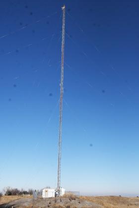 The tower that stands out near the Highway 34 and Highway 2 intersection with the paging repeater near the top of the structure.