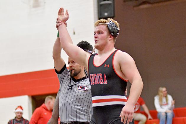 Aurora’s Jack Allen recorded his 100th career victory at the Ord triangular Thursday night before his 1st place effort at Schuyler Saturday. 