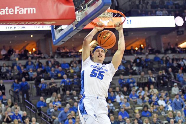 Baylor Scheierman throws down his second dunk of the season for the Bluejays in Creighton’s 73-67 win over No. 19 Providence Saturday at the CHI Health Center in Omaha. 