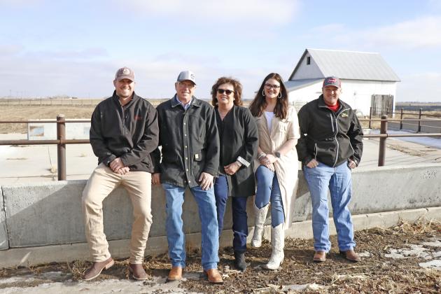 The Peard family is all about faith, family and feeding cattle. They include, from left: Ben, Russ, Randyce, Chrissy and Andy Peard. Russ is being honored by the York-Hamilton County Cattlemens Association at the end of this month.