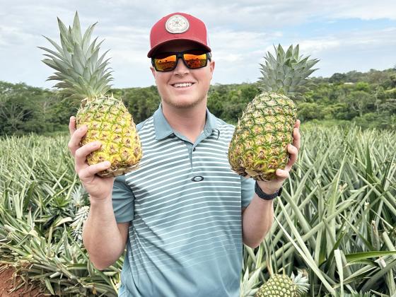 Aurora farmer Mitch Oswald recently returned from two weeks abroad as part of his LEAD 40 fellowship. One of many tour locations for Oswald included a pineapple farm in Panama.