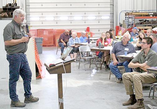 Keith Berns, co-owner of GreenCover Seed, gives the keynote address at the Grain Place Foods annual Field Day July 15. He discussed how to rebuild soil health through six forms of what he calls BioGrace. 