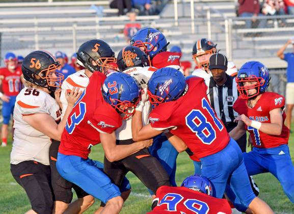 The High Plains defense stuffs the Giltner rushing attack Friday night. 