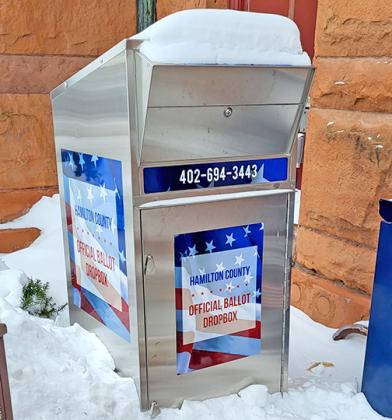 The official Hamilton County ballot dropbox outside the courthouse stands lonely and covered in snow now, but for about three weeks in May and November it will be well used by voters dropping off their mail-in or early voting ballots.