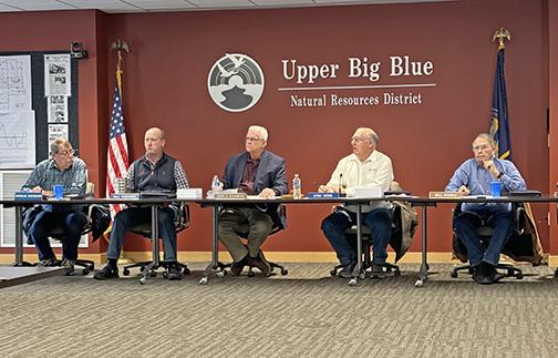 Members of the Upper Big Blue Natural Resources District conduct a meeting Thursday at the NRD offices in York. Pictured second from left is board member Bill Kuehner of Aurora.
