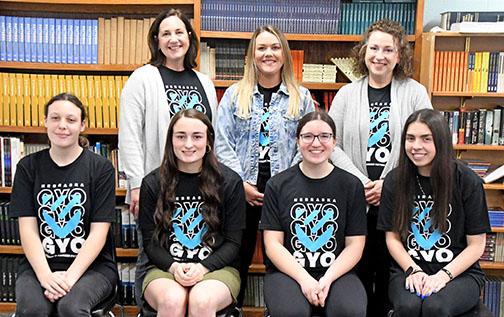 The four participants in the inaugural Educators Rising program at Aurora High School are backed by their teachers. Seated, from left, are juniors Cara Thomas, Briana Onnen, Jorja Pohlmeier and Lilli Champion. Standing are AHS teachers Rebecca Huls, Grace Samuelson and Lindsey Pohlmeier.