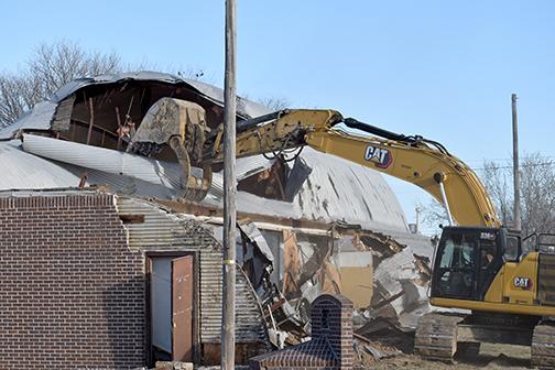 The original Phillips Memorial Hall, completed in 1949 as a memorial to WWII veterans, passed into history last week. The wood and steel building, which was replaced by the nearby new Phillips Memorial Hall in 2016, was demolished by a local construction company and the debris hauled away. 
