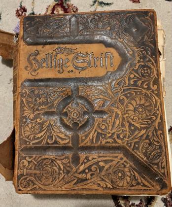 This family Bible, printed entirely in Danish, is believed to be approximately 150 years old.