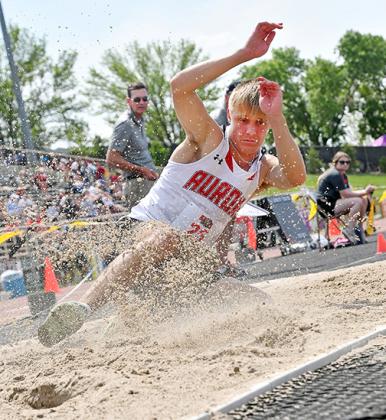This photo of Aurora grad Carsen Staehr taken by ANR sports editor Richard Rhoden at the 2023 state track and field championships was selected as the sports photograph of the year, announced Saturday at the Nebraska Press Association convention in Lincoln. The photograph was part of Staehr’s gold medal efforts in the long jump last season.