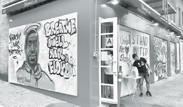 Erin Whitney shared a photo from her area of New York City, which she said was boarded up to prevent any damage from being done during recent protests. “Some businesses are boarded up, but they are painted with beautiful murals, so I would say we’ve had more community activism and no violence,” she said. Courtesy photo