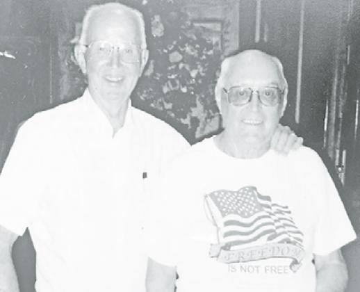 Shorty Hahn, left, and his best friend Junior Nelson, are pictured here together. The pair, having both served in the military, found friendship after building a grain elevator in Hordville post-service. Courtesy photo