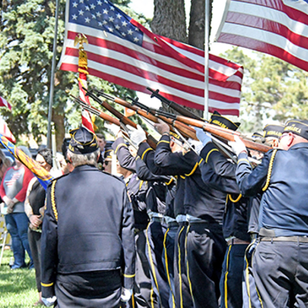 The Legion Honor Squad gave a 21-gun salute to the deceased veterans buried at the Aurora Cemetery during the Memorial Day service held Monday morning.