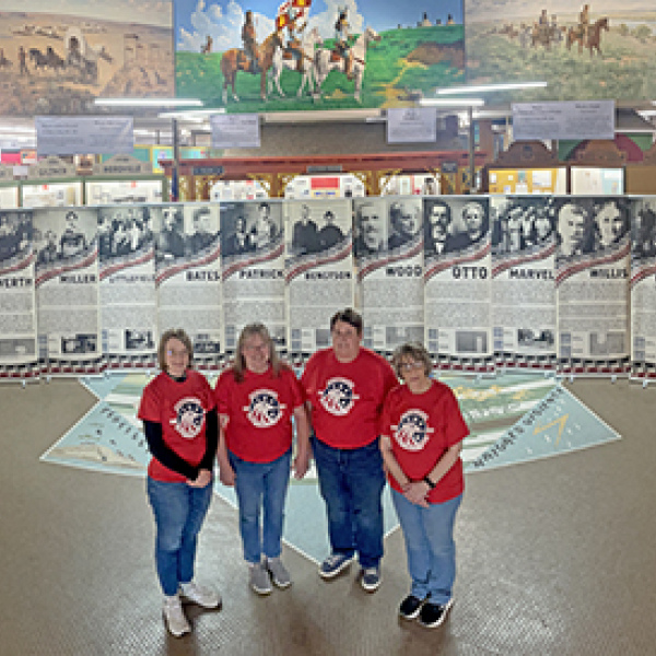 Pictured from left are America 250 Historical Exhibition Committee members Kathryn Larson, Karrie Wiarda, Brenda Klawonn and Tina Larson.