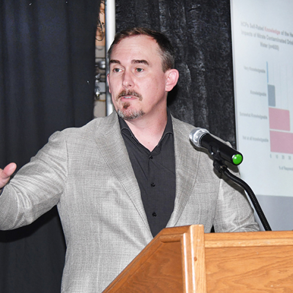 Dr. Jesse Bell, a professor of water, climate and health at the University of Nebraska Medical Center, shared his research and views on studies involving the presence and impact of nitrates in the state’s drinking water supply at the Grain Place Foundation’s Field Day on July 18.