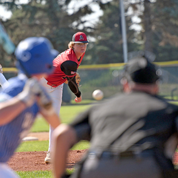 Aurora Cooperative Juniors ace Dylan Ronnau was masterful against Wayne at Hank Overin Field Saturday, tossing 5-2/3 innings while allowing just one run on three hits and striking out eight. 
