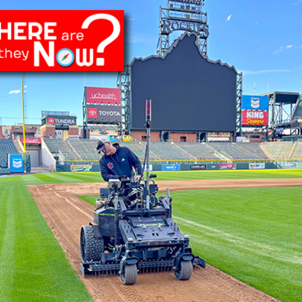 Hampton native Josh Klute has worked for several decades in turf management. After working at minor league and collegiate stadiums in Wisconsin, Ohio, Oklahoma and Lincoln, in 2020 he started the turf management business K&J Elite Sports Turf. Above he works to prepare the baseball diamond for the Colorado Rockies MLB team in Denver. 