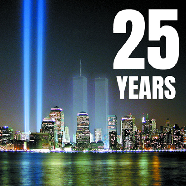 This photo, orginally run in the Sept. 11, 2002, edition of the Aurora News-Register, depicts twin beams of light shown over New York City in 2002, serving as a glowing reminder of the Twin Towers that once highlighted the Manhattan skyline. This week marks the 25th anniversary of the 911 attack.