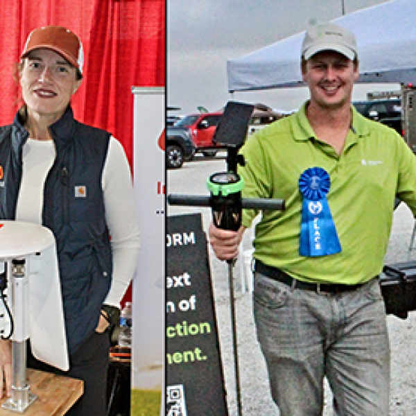 Pictured from left are Seismi Animal Health’s James Hundt, Arable’s Martha Zwonitzer and Josh Jeske of Terraform Tillage.