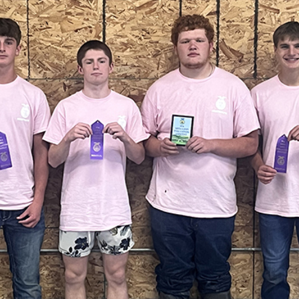 Members of the Hampton land judging team that will compete at state event this week include, from left: Cason Bamesberger, Mason Wiens, Noah Miller and Brayden Wolinski.