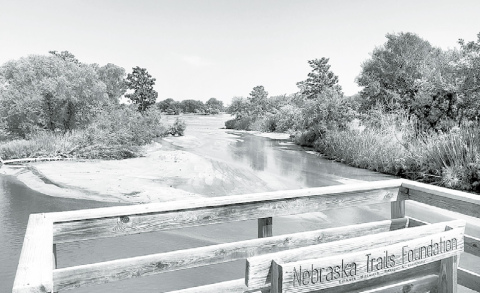 The Platte River, as seen here from the Dark Island Trail bridge, is low this time of year, with sandbars covering much of the landscape. News-Register/Kurt Johnson