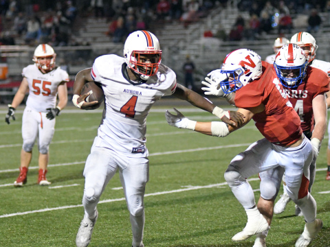 Mack Owens rushed for 168 yards on 33 carries with all four Aurora touchdowns in a 28-21 win over Norris Friday. 